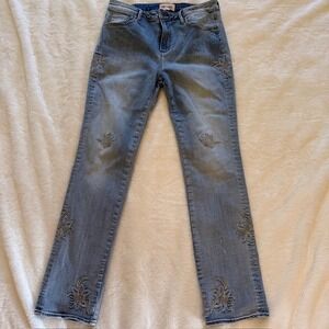 Driftwood Audrey Embroidered Straight Leg Jeans Light Wash Floral W30 L31